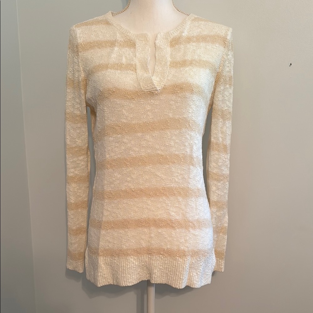 Lightweight Cream and Tan Women's Boucle Sweater